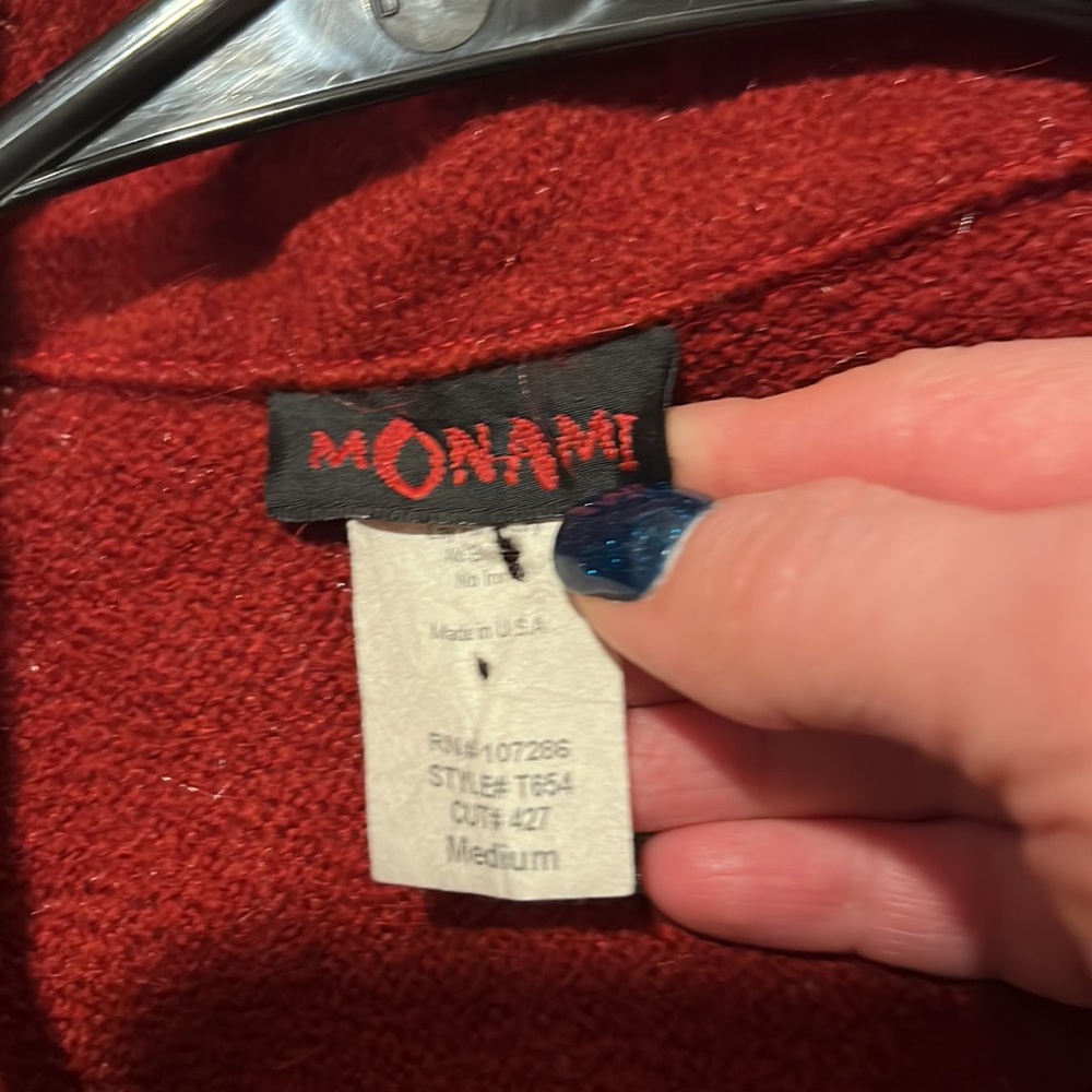 Long Dark Red Button Down Sweater - image 5